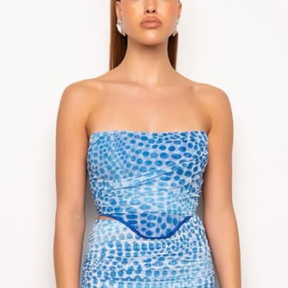 Akira blue strapless corset top
